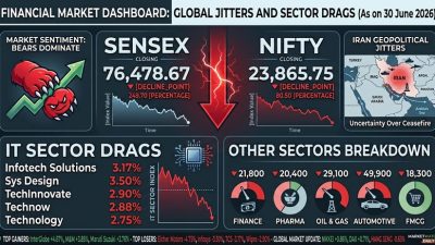 Sensex Nifty close IT stocks dragged indices down amid Iran ceasefire jitters